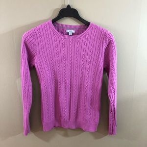 Izod Fuchsia Cable Knit Crew Neck Sweater - XL